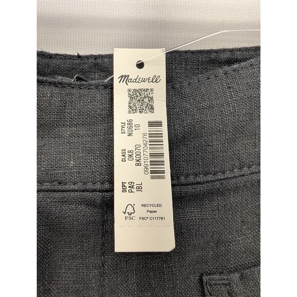 NWT Madewell Patch Pocket Flare Pant in 100% Linen in Jet Black size 10 - Picture 6 of 8